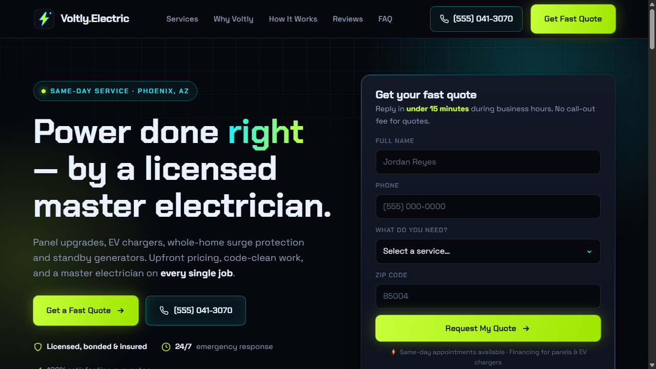 Electrical demo site preview