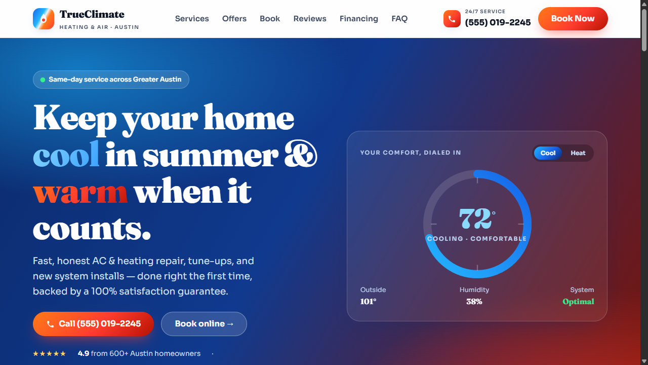 HVAC demo site preview